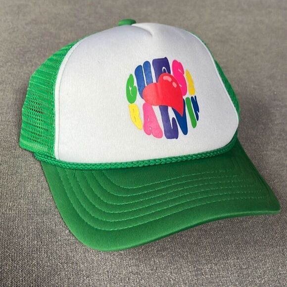 Guess Originals x J Balvin Collection Trucker Hat Green White Roped Womens Sizin - Picture 1 of 5